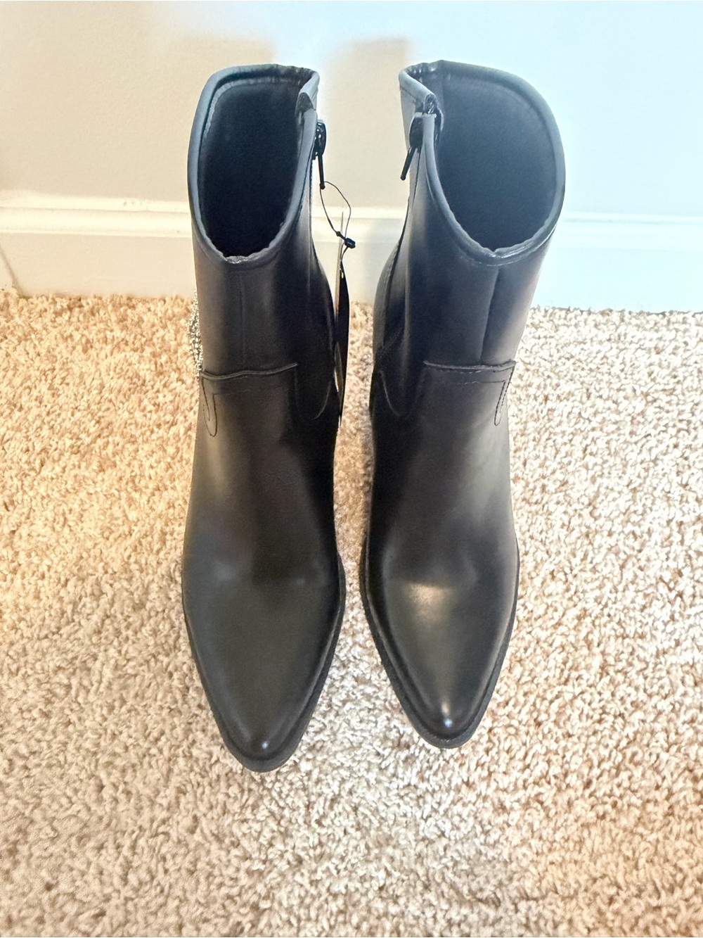 NWT Black Ankle Boots with Rhinestone Fringe - Picture 6 of 8
